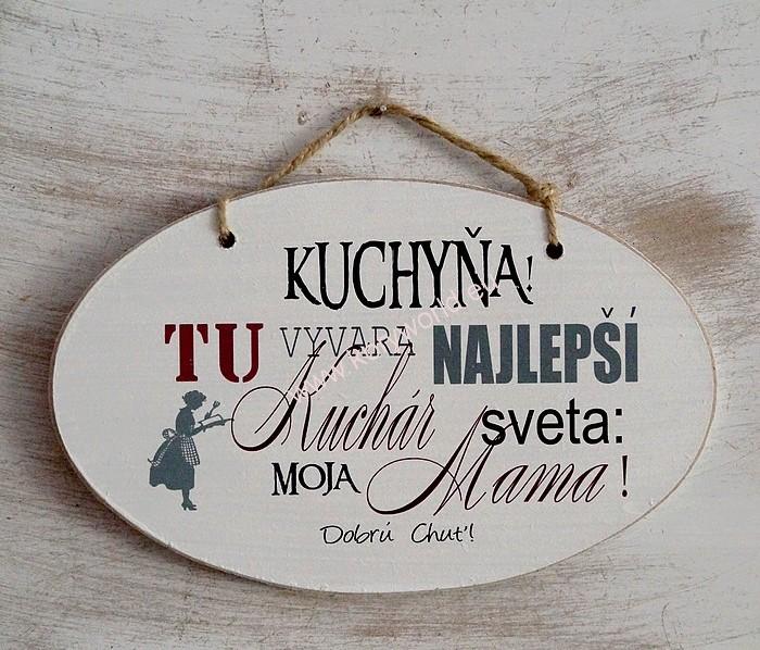 Drevená tabuľka Najlepší kuchár mama Oval2
