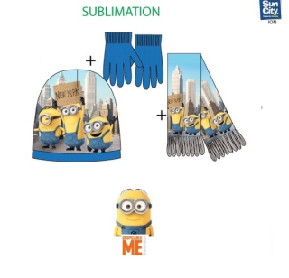 Sun City Detský set Minions in New York City , Rukavice, čiapka a šál, modrá 54