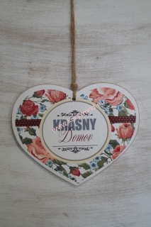 Drevená tabuľka Krásny domov - srdce4