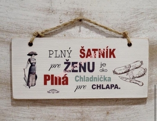 Tabuľka drevená obdĺžnik 18x8cm Plný šatník