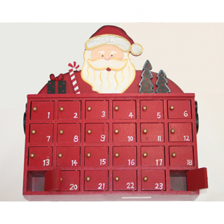 Drevený adventný kalendár XXL 27x24x6cm, ručne maľovaný