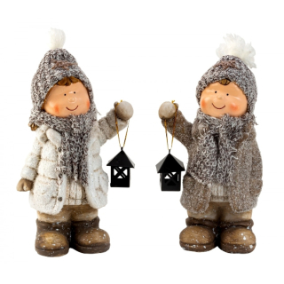 Zimné dieťa s látkovou čiapkou a lampášom 25cm