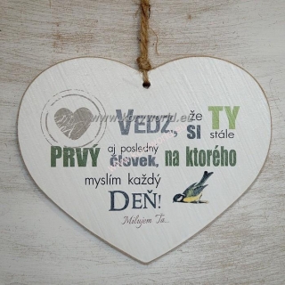  Drevená tabuľka Myslim na Teba srdce4